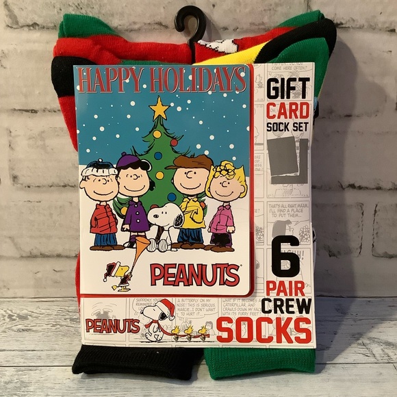 Peanuts 6PK Men’s Snoopy Christmas Crew Socks. - Picture 5 of 6